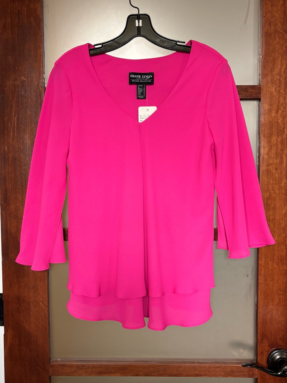 Frank Lyman Design Pink V-Neck Layered Blouse